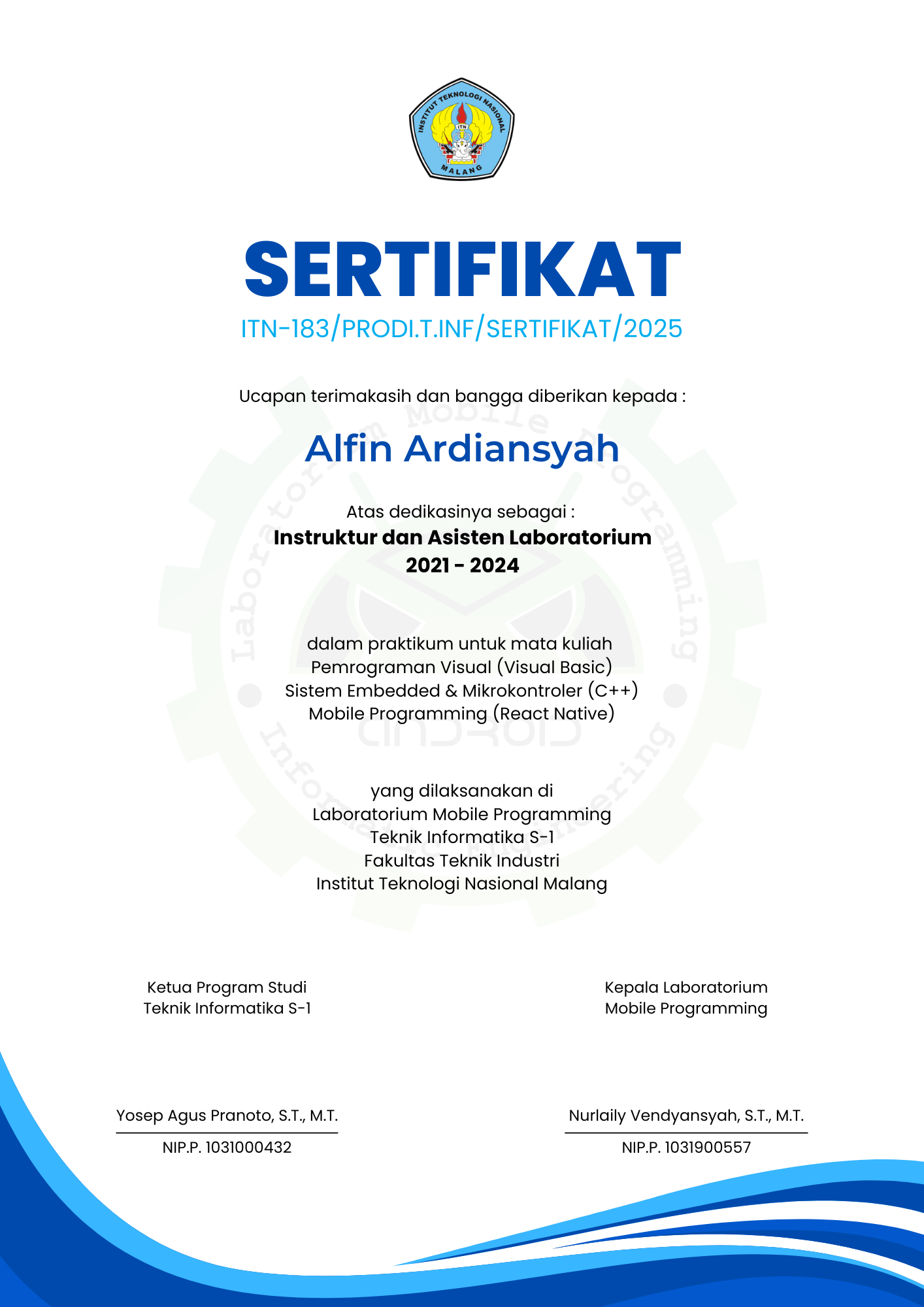 Asisten Labolatorium Mobile Programming - ITN Malang